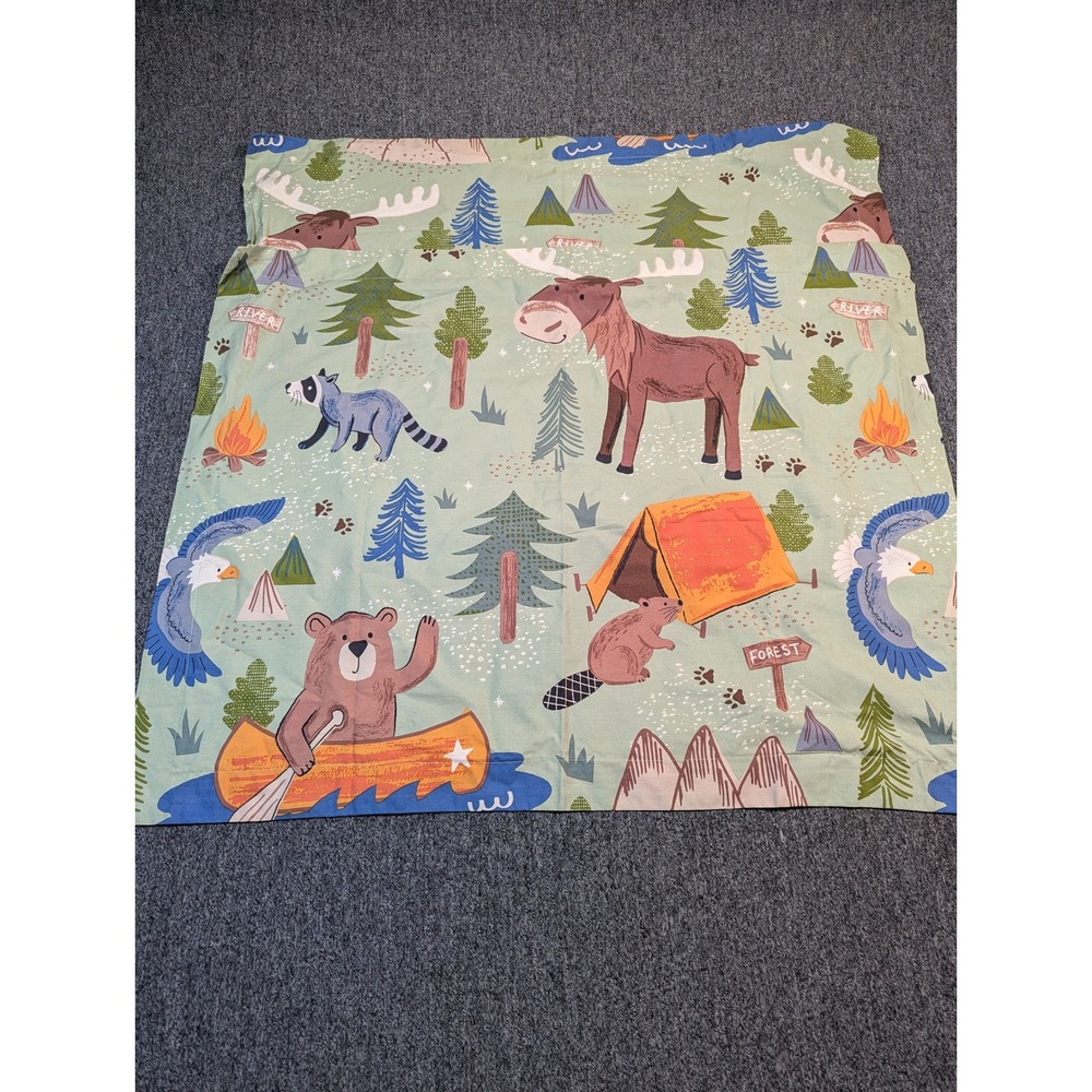 The Company Store Kids Organic Cotton Woodland Camping Pillow Sham Green - Picture 1 of 5